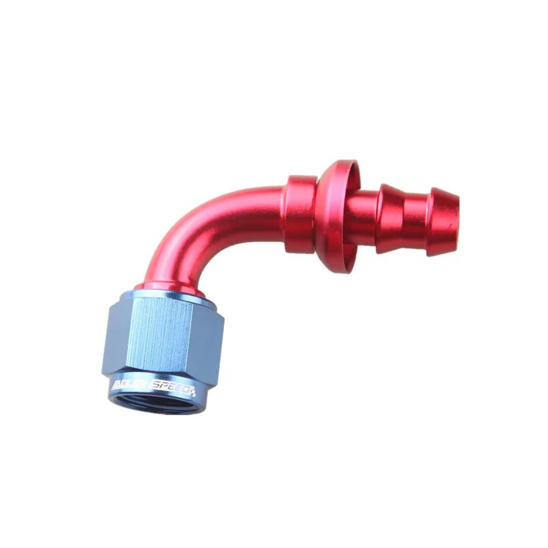 1PCS Universal Aluminum AN4 AN6 AN8 AN10 AN12 AN16 Oil Fuel Fitting Oil Fuel Push On Hose 90 Degree Rubber Tube Hose End