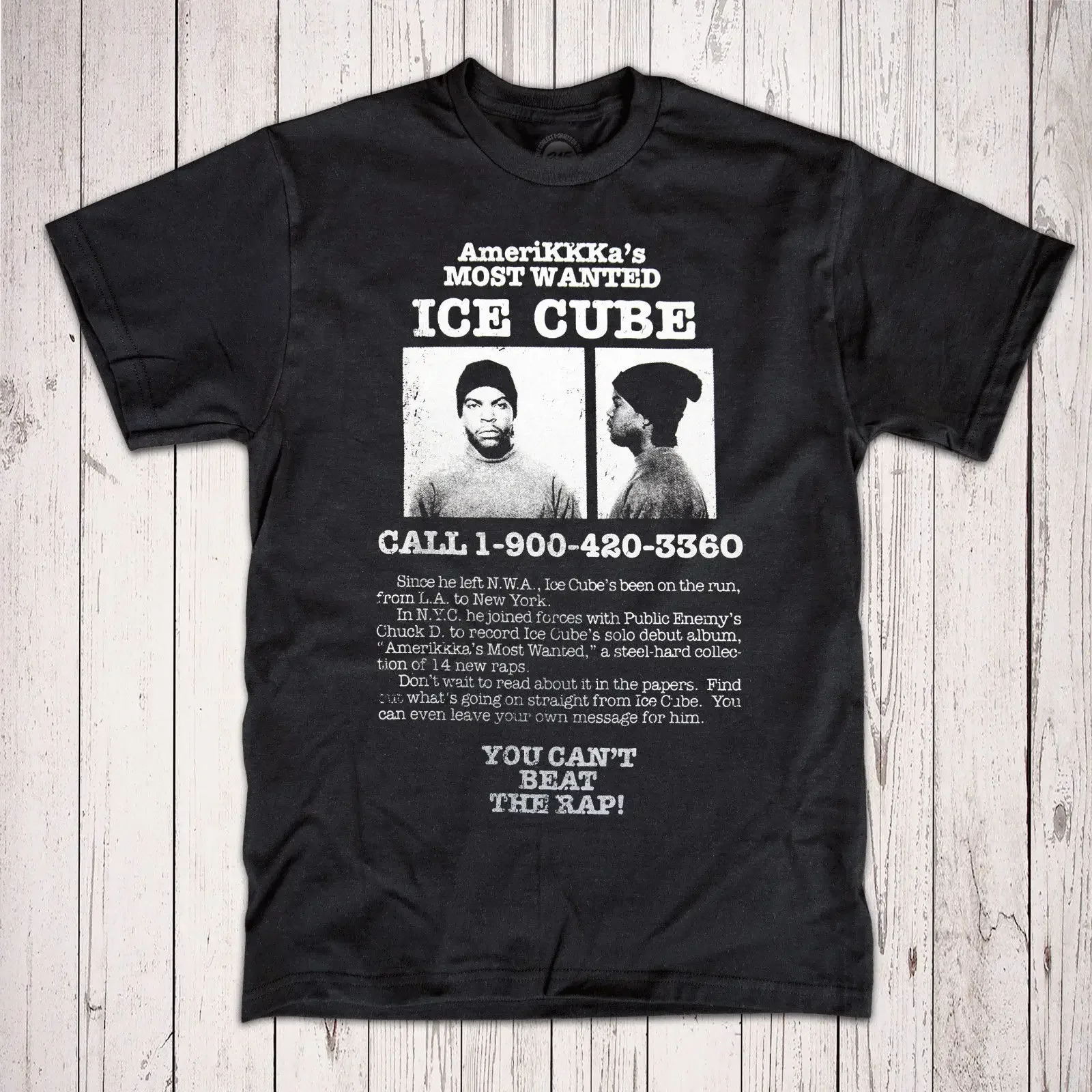 Ice Cube 'Wanted Poster' T-Shirt - Hip-Hop Gangsta Rap Legende N.W.A Dre Lustiges Oberteil T-Shirt mit Rundhalsausschnitt Unisex T-Shirt