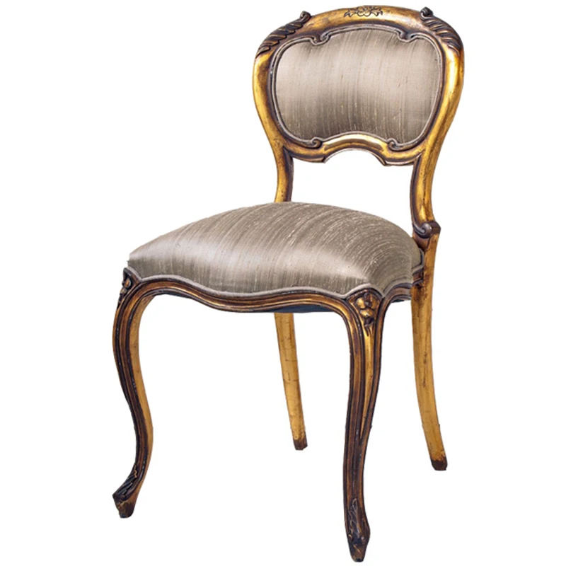 

*French solid wood carving flower retro old gold sofa dressing chair photography chair customization