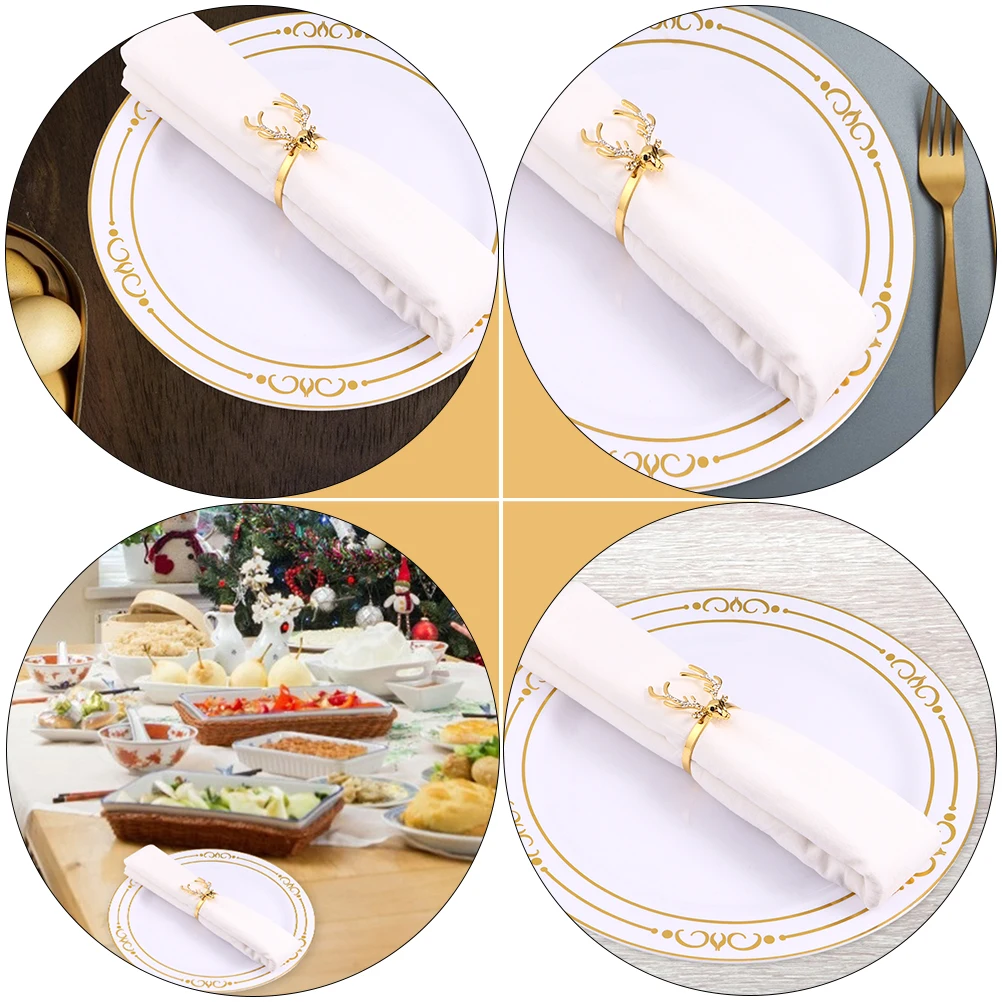 

4pcs Deer Buckle Ring Holiday Tabletop Alloy Party Deer Napkin Ring Napkin Decor Smooth Matching Colors