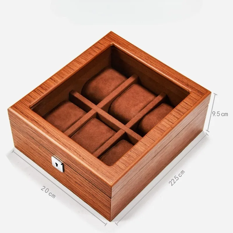 Wooden Case Machinery Watch Display Box with Lock Luxury Watch Storage Box Portable Organizer Travel Safe Boxes Gift Packaging