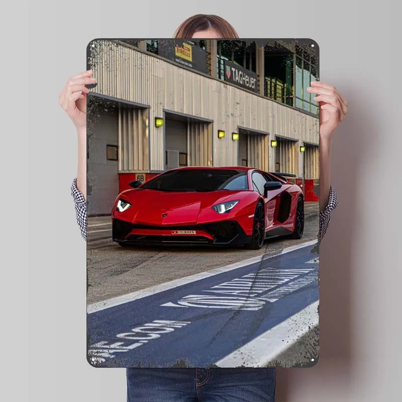 Lamborghini Aventador Svj Sign Car Metal Poster Vintage Room Decor Men Retro Metal Tin Signs for Garage Wall Art Decoration Home