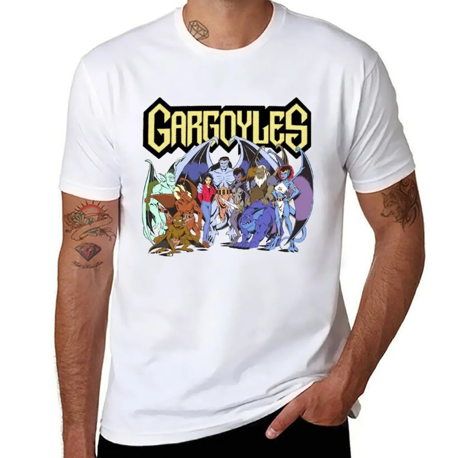 customs anime tops vintage mens vintage t shirts  Gargoyles The Origin T-shirt  harajuku  men clothing  streetwear