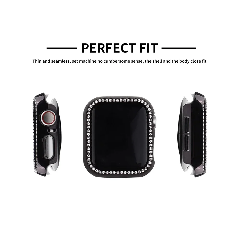 Diamond Case for Apple Watch Ultra 2 49mm 44 45mm 41mm 38mm Shiny Frame for Apple Watch Series 9 8 7 6 5 4 3 SE Protective Cover