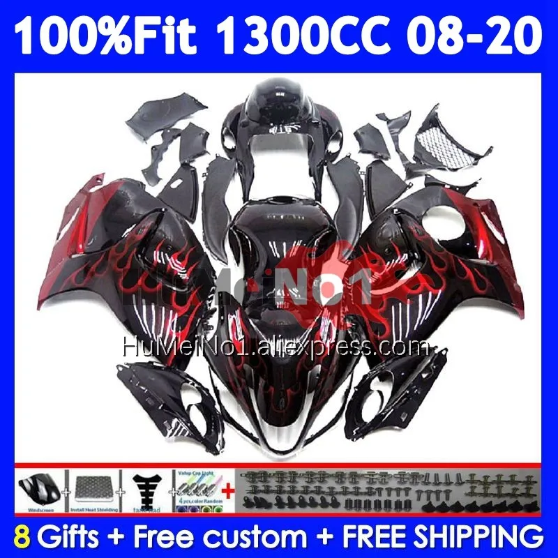 Fairing For SUZUKI GSXR 1300 Hayabusa Red flames GSXR-1300 127No.56 GSXR1300 2008 2009 2010 2011 2012 2013 14 15 16 17 18 19 20