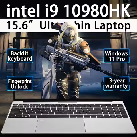 New 15.6 inch Laptop Intel Core i9 10980HK Notebook Windows 11 Pro Portable PC 16GB RAM 1TB SSD 1920*1080P Office Computer