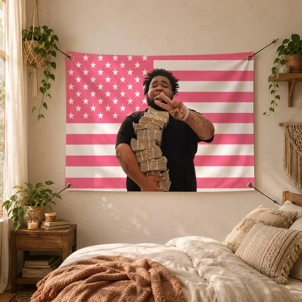 Emotional Rapper R-Rod Wave Flags Decorative Flag Banner for Outdoor Garden Yard Camping Party Home Wall Hanging Decor
