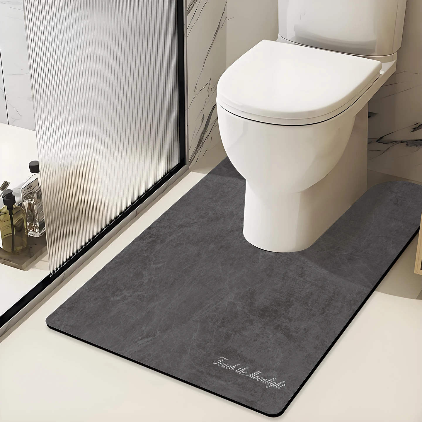 

Однотонный коврик для унитаза Batoom U-образной формы, впитывающий грязь, мягкая подкладка, защита от брызг, подставка для ног, противоскользящая накладка для домашнего использования