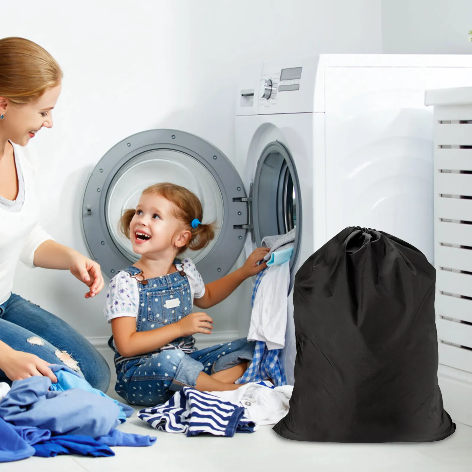 

2Pcs Laundry Bags Extra Large Heavy Duty Drawstring Backpack Mesh Washable Dirty Clothes Storage Pouch for Travel Home Use