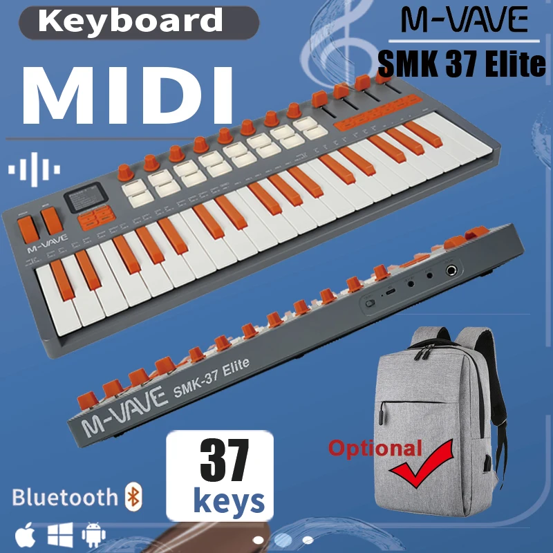 M VAVE SMK 37 Elite MIDI Keyboard And Bag Combo 37 Keys Portable Music Production Controller Bluetooth Wireless For FL Studio