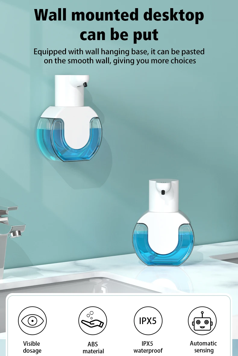 420ML Light Display 4-Gears Adjustable Control Infrared Induction Automatic Sensor Soap Dispenser Electric Hand Sanitizer Bottle