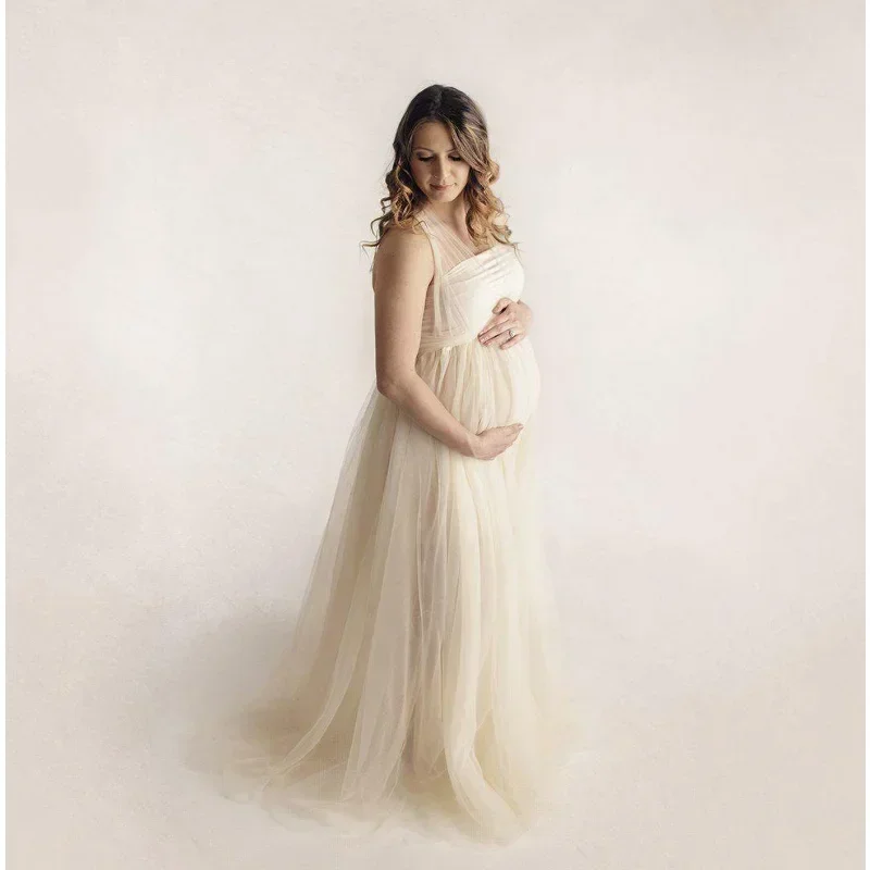 Maternity Photo Shoot Dress Multiway Wrap Tulle Long Maxi Gown Pregnant Women Party Baby Shower Dress Photography Props Costume