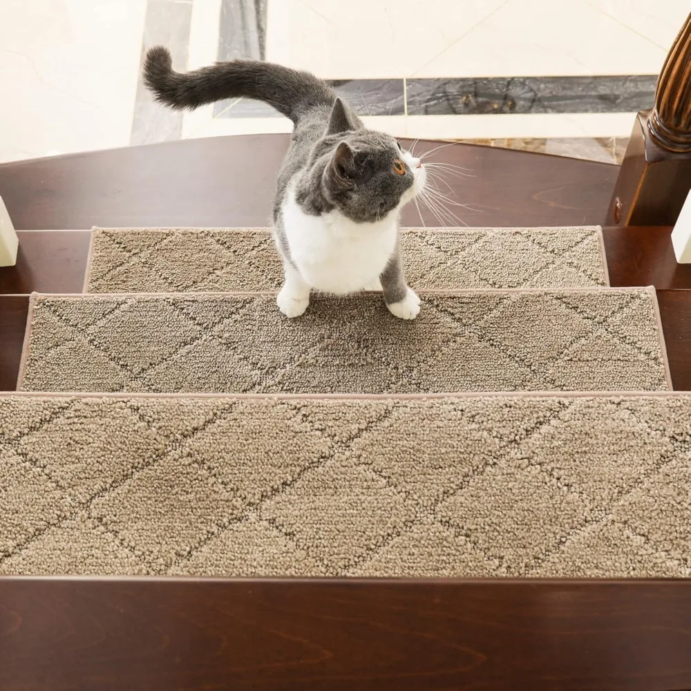 Edge Stair Treads, Anti Slip Carpet Mats 28 Inches X 9 Inches Indoor Stair Treads, Edge Stair Carpets