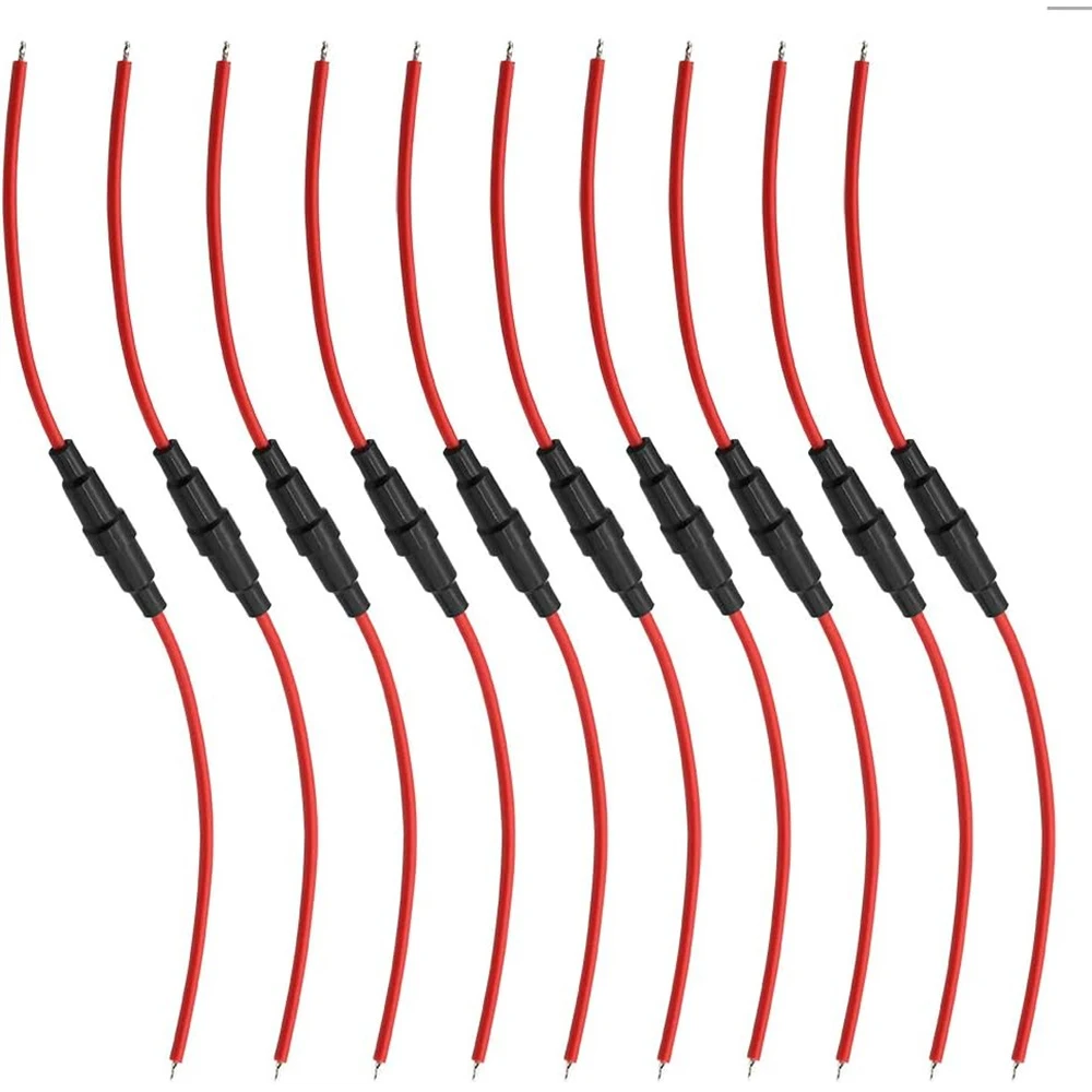 10 Stück 5 x 20 mm Inline-Sicherungshalter, Porte Fusible 12V Schnellblitz-Schraubtyp, mit 16 AWG Kabel für Schnellblitz-Glassicherungen