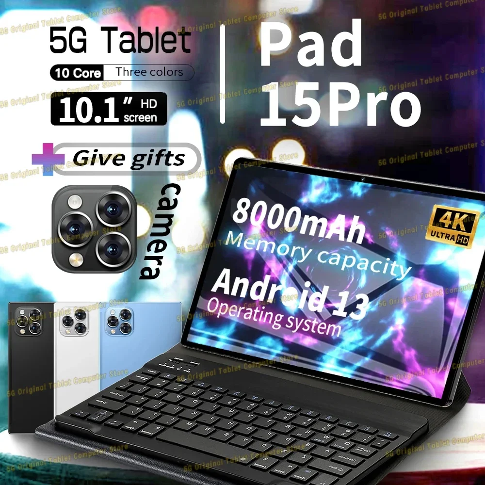 2024 novo pad15pro android tablet 10.1 polegada versão global 5g android 13 16gb 1t 5g dupla sim chamada telefônica gps bluetooth wifi google