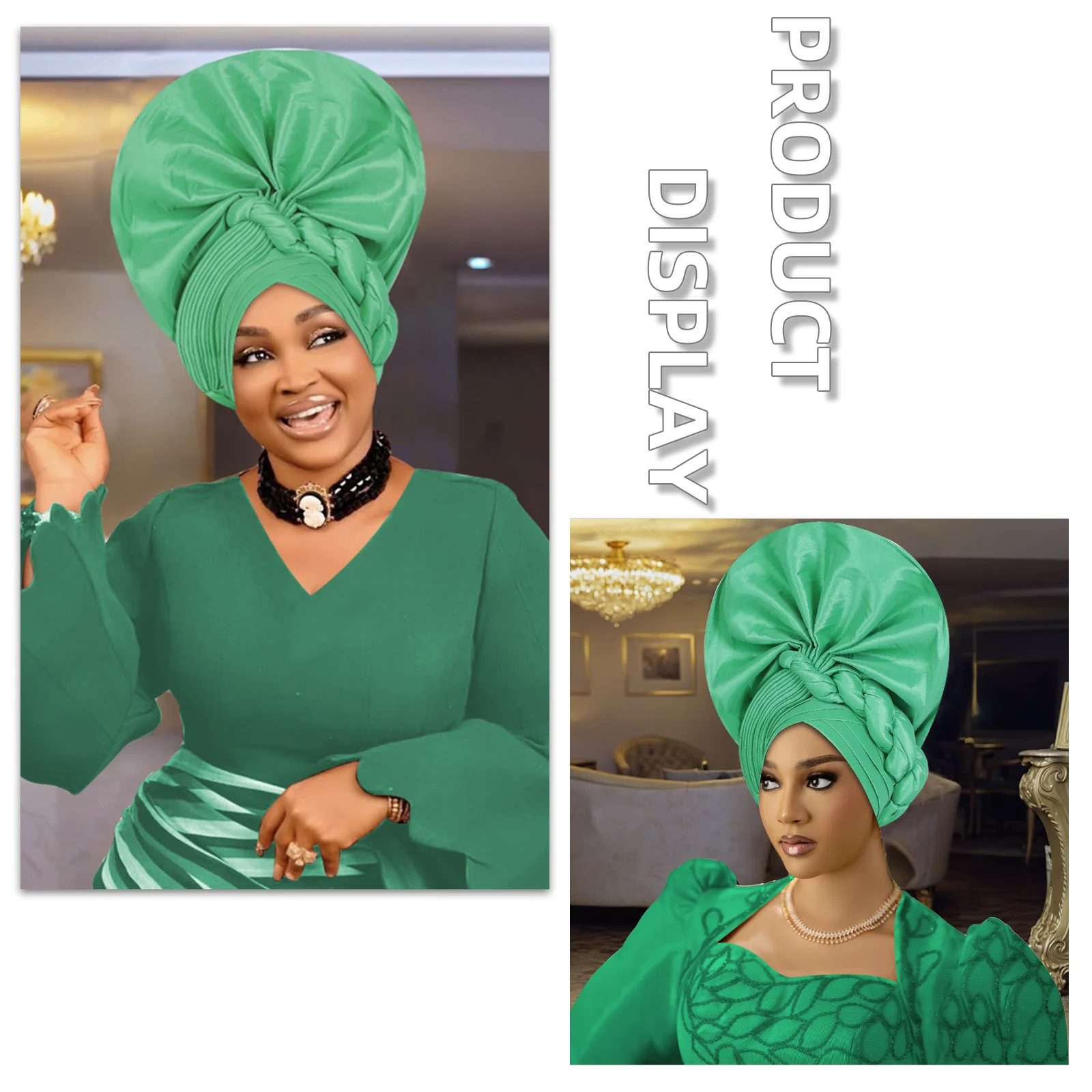 

African Auto Gele Headties Women's Turban Cap Evening Wedding Nigeria Geles Ready To Wear Party Headwear Bonnet Hijab Head Wrap