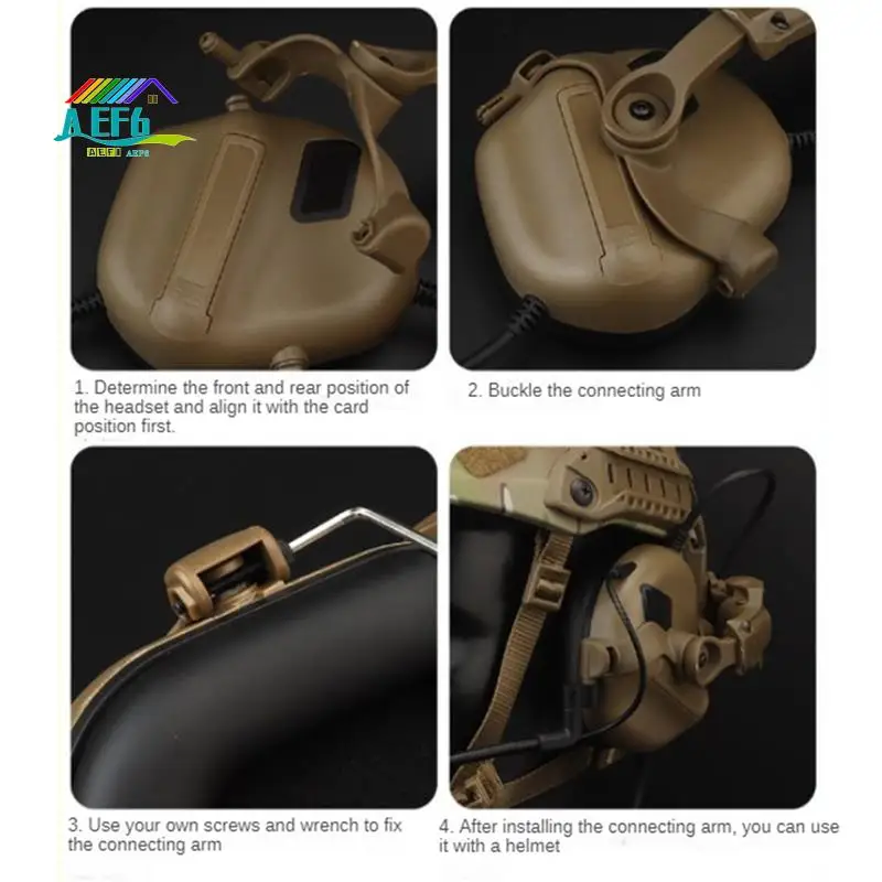 

AEF6-тактический держатель для гарнитуры, комплект адаптеров для аксессуаров на шлеме, регулируемый держатель с шумоподавлением, набор