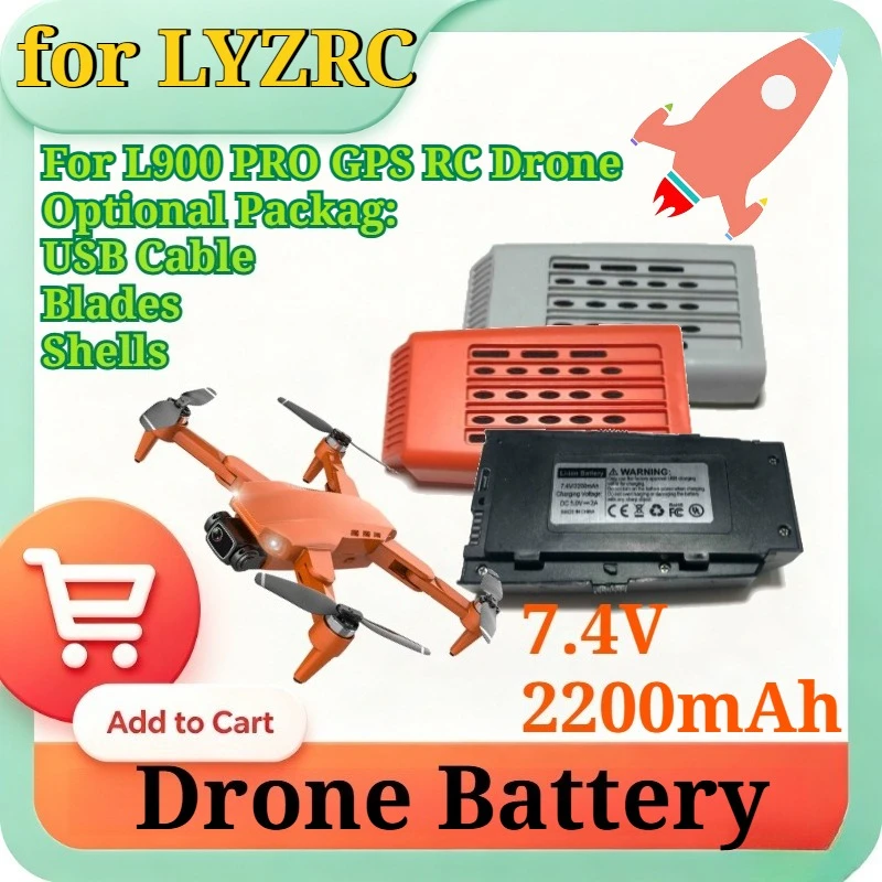 7.4V 2200mAh Battery/Shell/Blade/USB Cable Spare Parts Li-ion Replacement for LYZRC L900 Pro GPS RC Drone Quadcopter Accessories