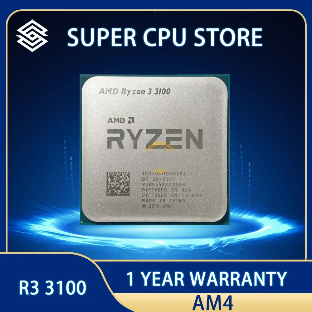 AMD Ryzen 3 3100 R3 3100 CPU Processor L3=16M 100-000000184 3.6 GHz Quad-Core Eight-Thread 65W  Socket AM4