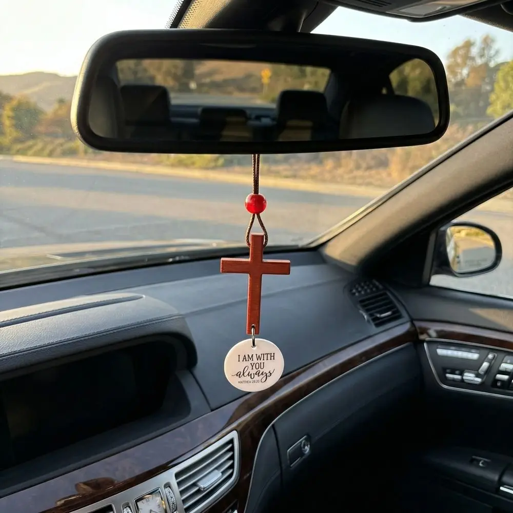 Wooden Cross NFC Bible Cross Pendant Handmade Inspirational Cross Hanging Ornament Daily Encouragement Prayer Time