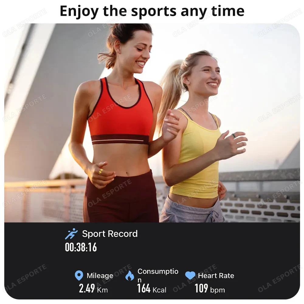 Ola Esporte Smart Ring Mężczyźni Kobiety Monitorowanie stanu zdrowia Tryby sportowe IP68 i 3ATM Wodoodporny Sport SmartRing 2024 Nowe zdrowie