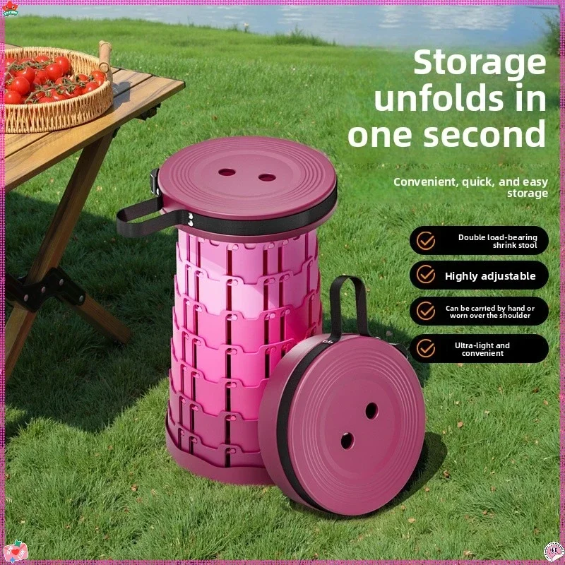 Mini Rainbow Portable Telescopic Stool,Durable Sturdy Plastic Folding Retractable ChairMultifunctional Camping Outdoor Essential