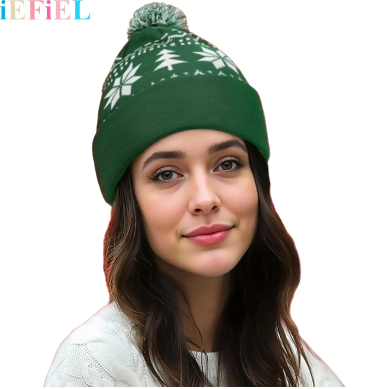 

Adults Unisex Christmas Hat Knitted Santa Xmas Holiday Crochet Beanie Pompom Cap New Year Festive Party Supplies