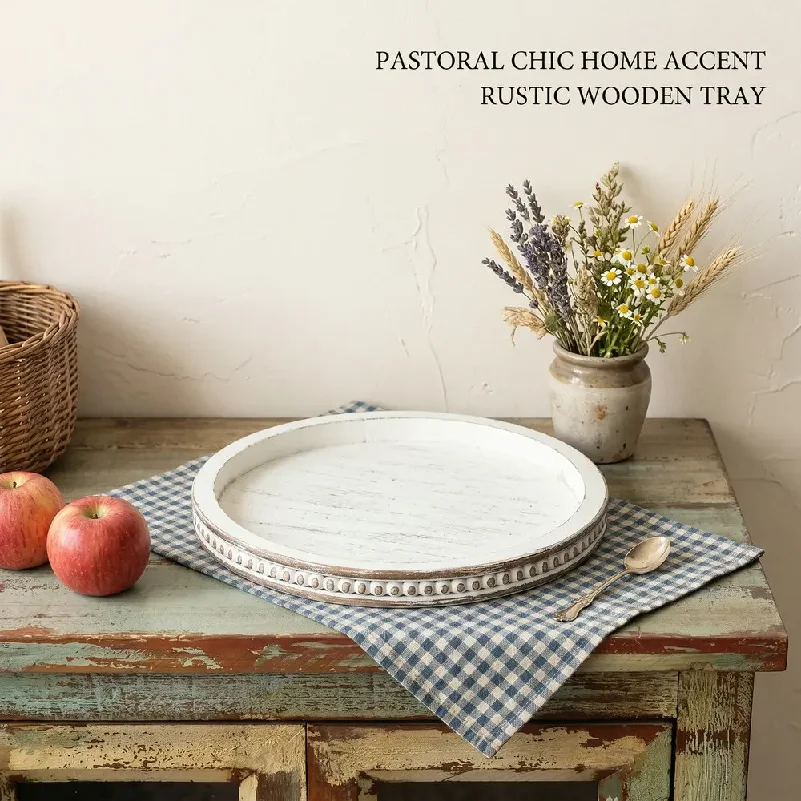 소박한 빈티지 팜하우스 나무 트레이, 다용도 차/간식/ - Wooden Serving Tray 리뷰 및 가격