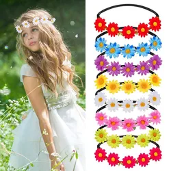 Sunflower Daisy Headband For Women Adjustable Girls Flower Crown Garland Bridal Headpiece Festivals Hair Band Hat Accessories