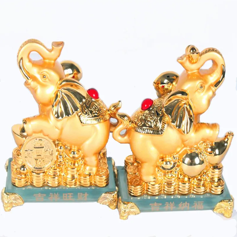 

Free shipping Feng Shui gilt prosperity fortune lucky elephant statue home decoration crystal base holiday gift