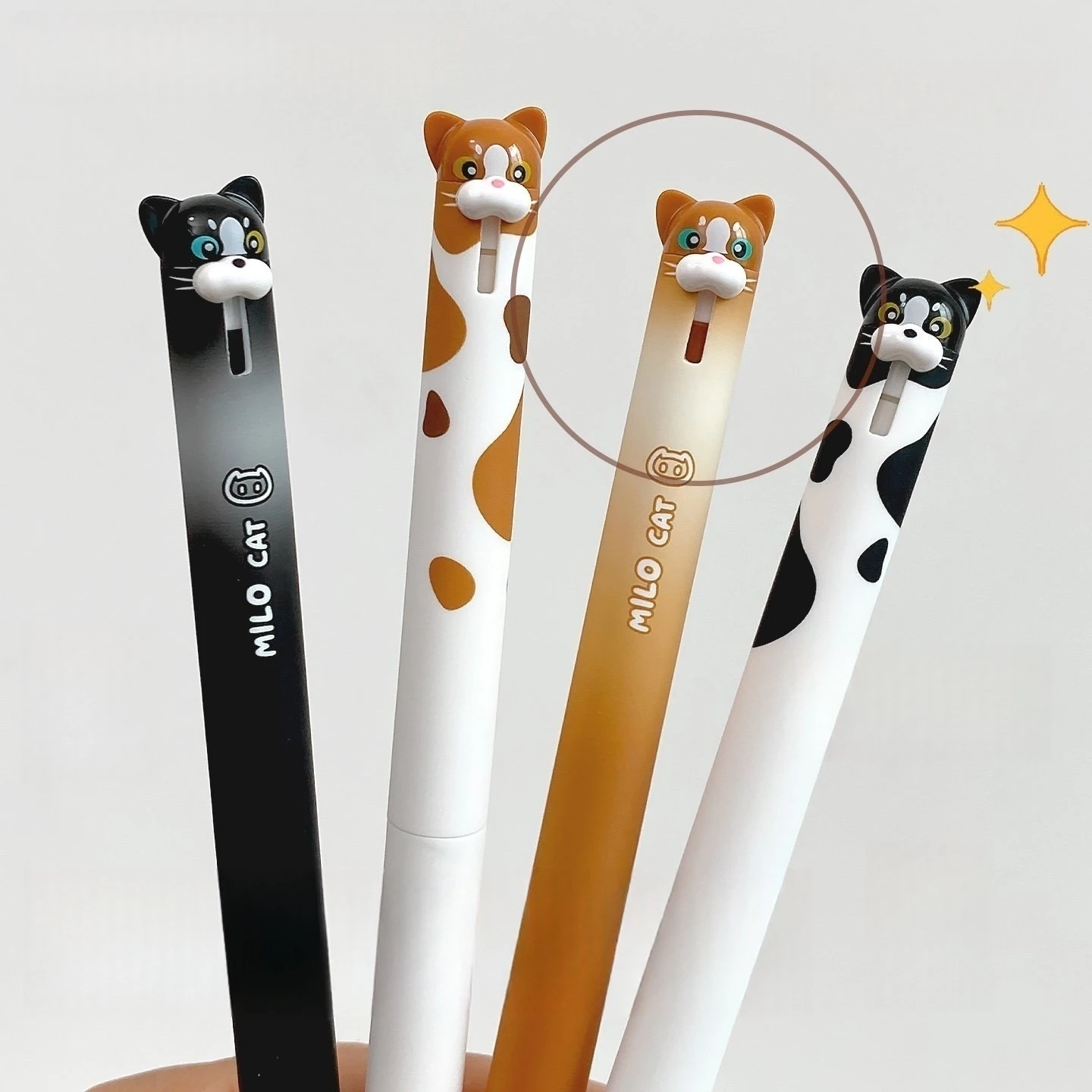 4 pcs Kawaii Milk Cat Pattern Gel Pens 0.5mm Quick-Dry Smooth Writing Retractable Pens School Stationery Gift