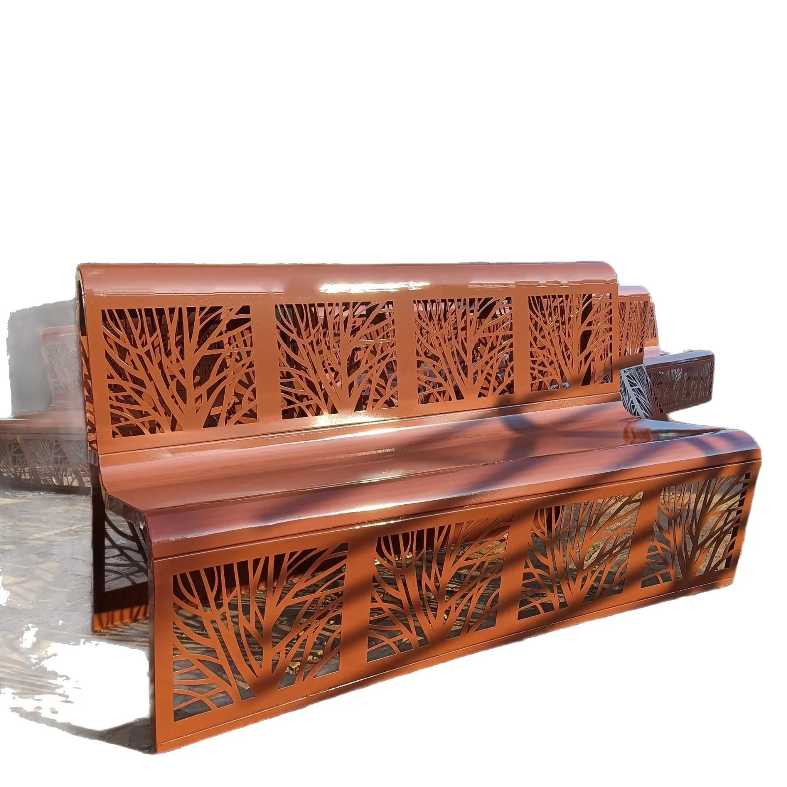 

Outdoor park chair street community square wrought iron hollow seat courtyard terrace scenic spot landscape bench manufacturer