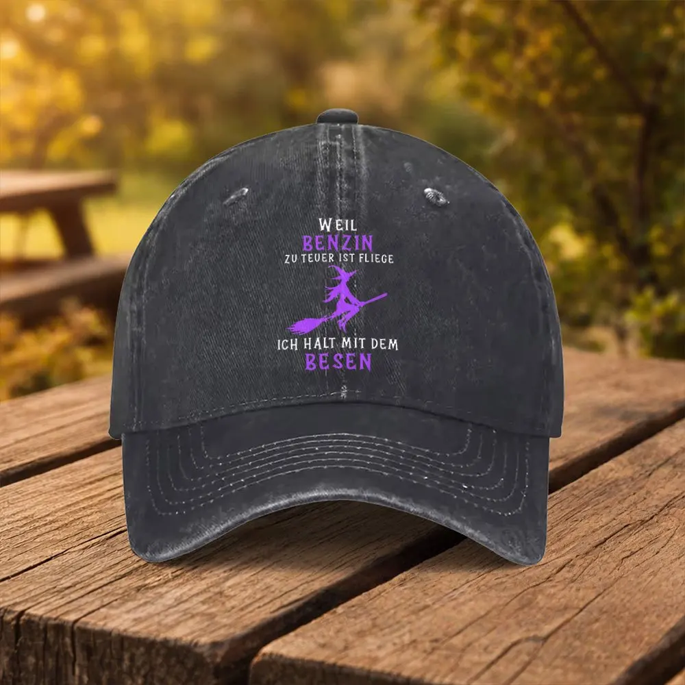 Witch on Broom Print Baseball Cap Unisex Fashion Duck Tongue Hat Suitable for Outdoor Sports Fitness Travel Outing Multiple Colo