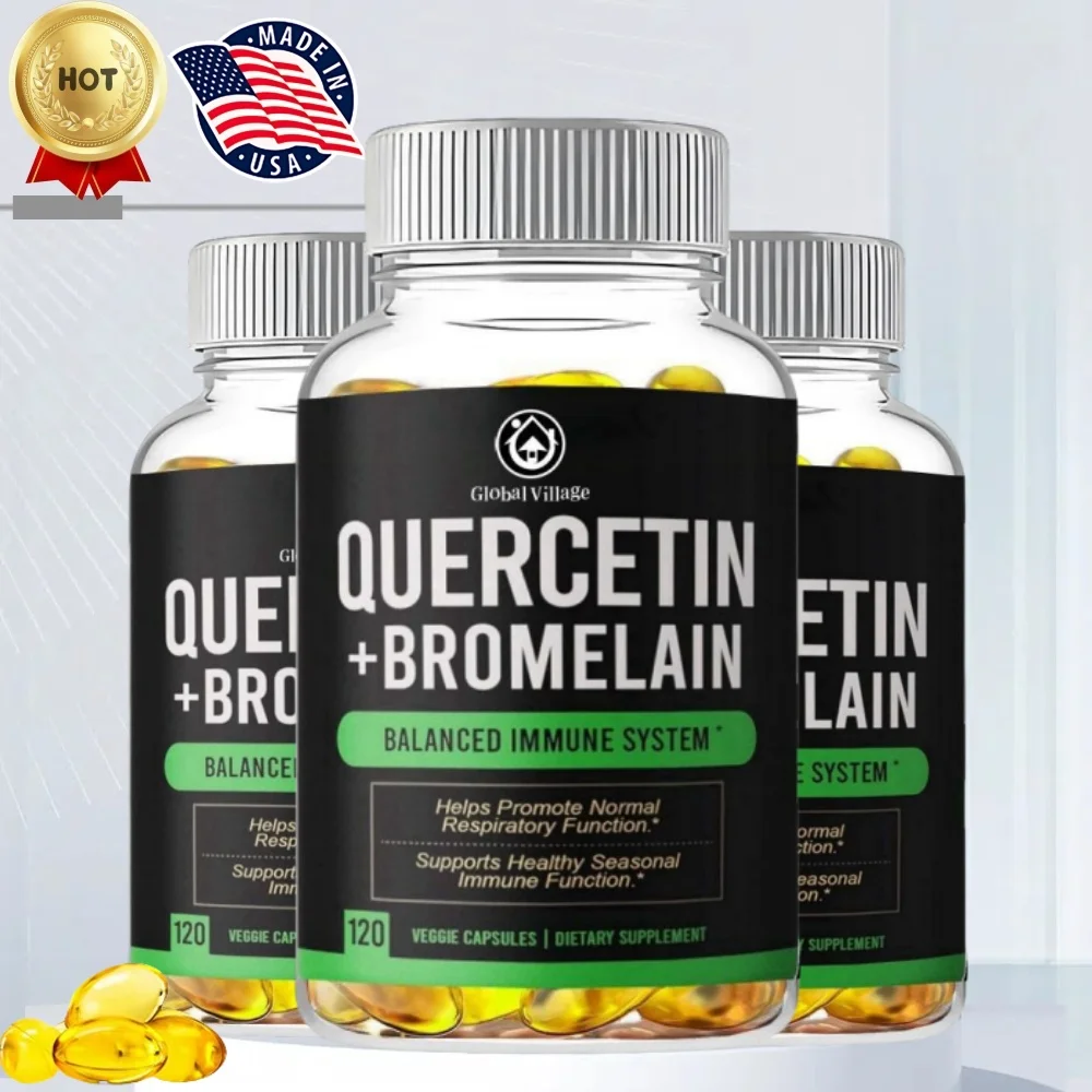 

Quercetin With Bromelain Supplement Complex 120 Capsules Enhance Immunity Respiratory