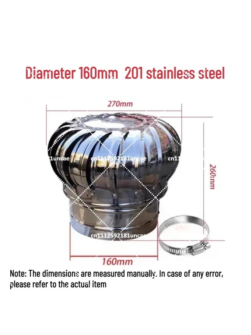 Roof Wind Turbine Vent Cap for House Attic Air Ventilating Fan Rotatable Stainless Steel 110/160/200mm