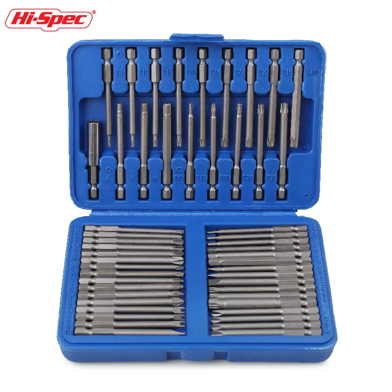 Hi-Spec 50pcs Security Bit Set Screw Driver Bits Hex Head Allen Wrench Drill Bits Set Magnetic Tip Torx Star Hex Hex Socket Bits