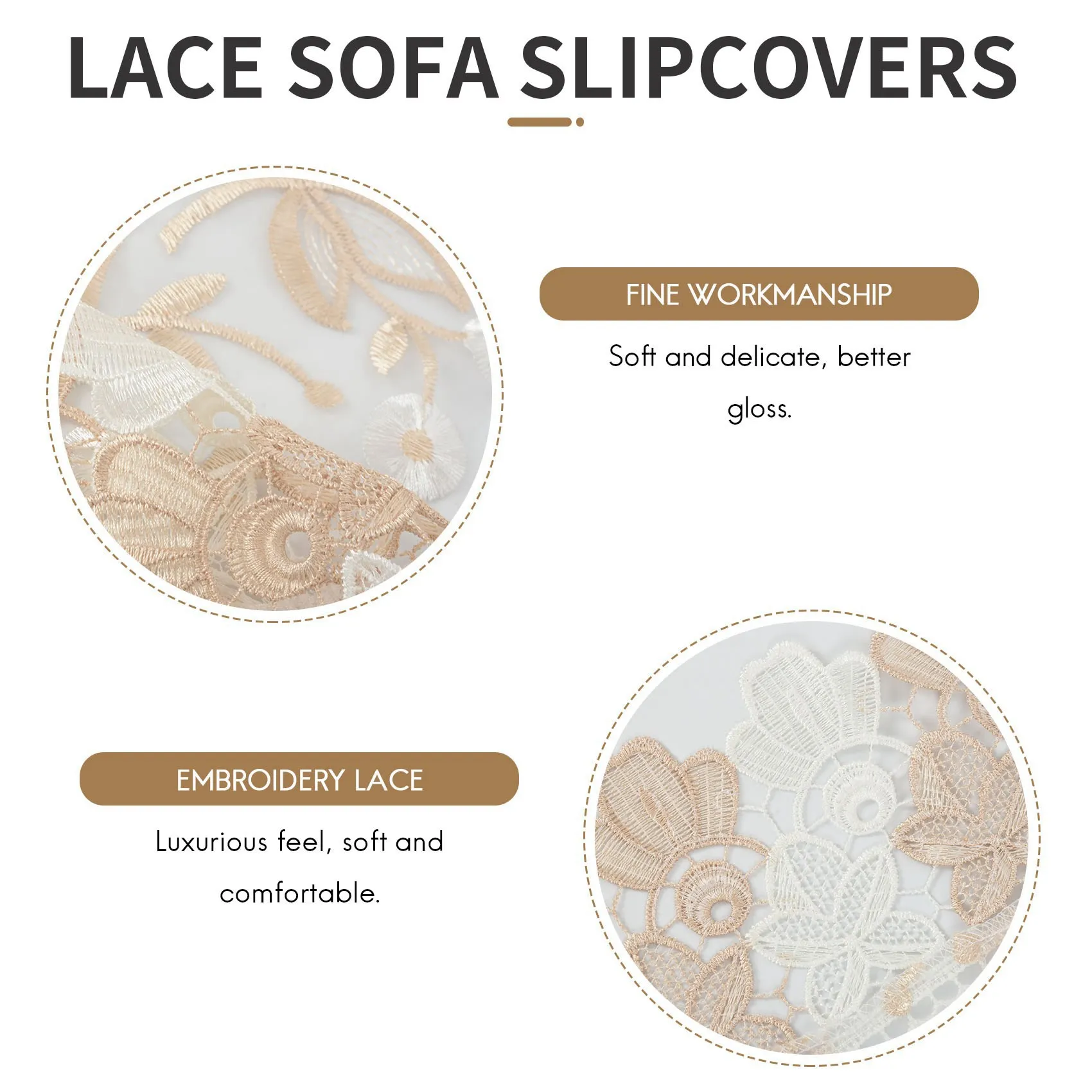 

1 упаковка кружевных чехлов для диванов, чехлов для диванов с вышивкой (60X70CM/23,6X27,6 дюйма)