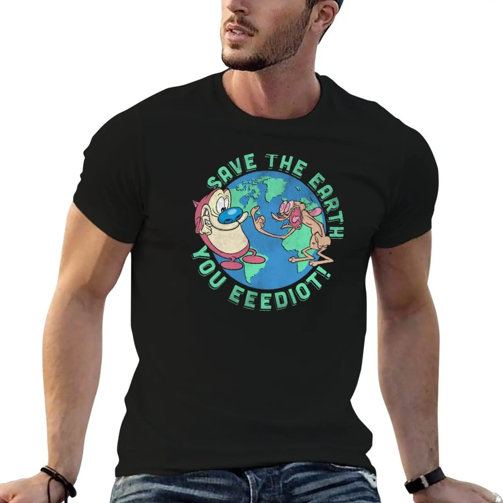 Ren and Stimpy Save The Earth You Eeediot Earth Day Vintage T-Shirt essential t shirt tees plain t shirts men