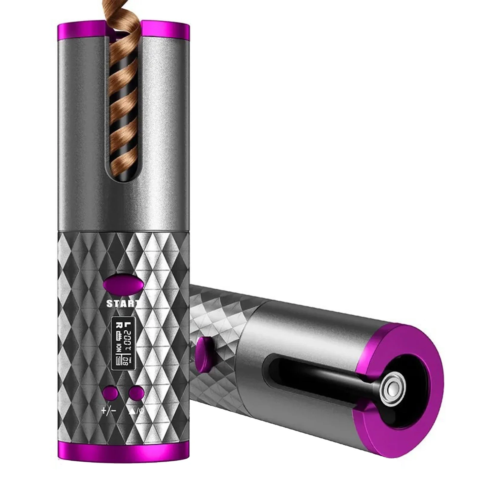 

Automatic Hair Curler Rechargeable 5000mAh Battery Auto Hair Curler Wand 34W LCD Digital Display 4 Timers for Home for Travel