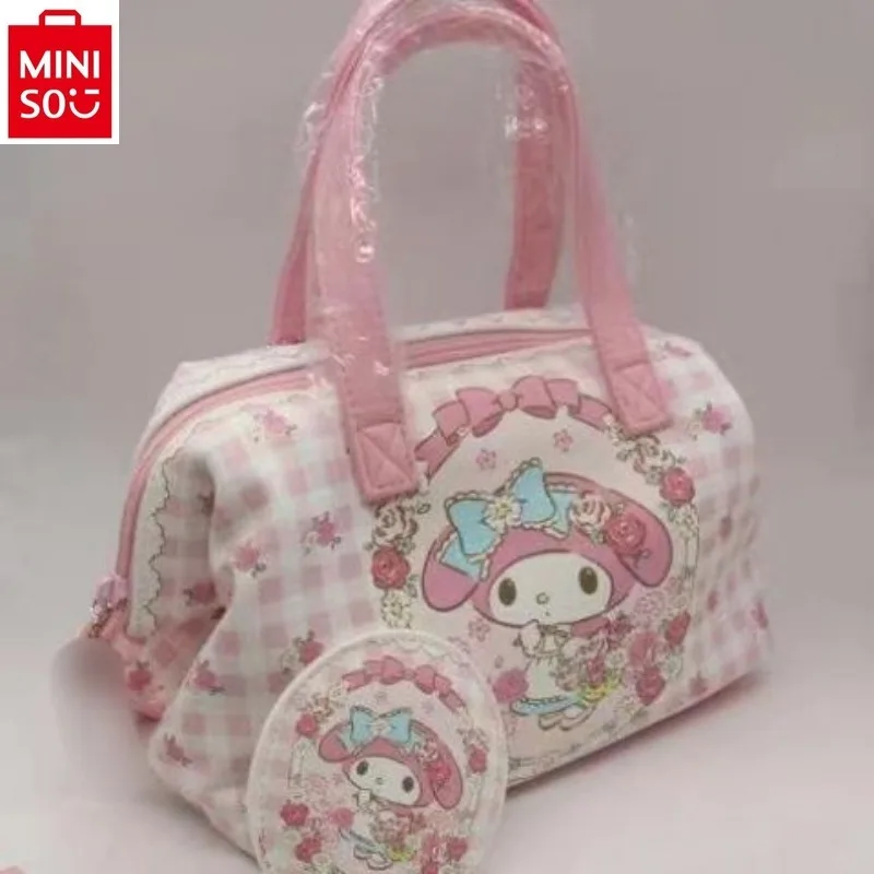 MINISO Sanrio Hello Kitty Student Cute and Sweet Cartoon Print Large Capacity Waterproof Storage Portable Luggage Handbag