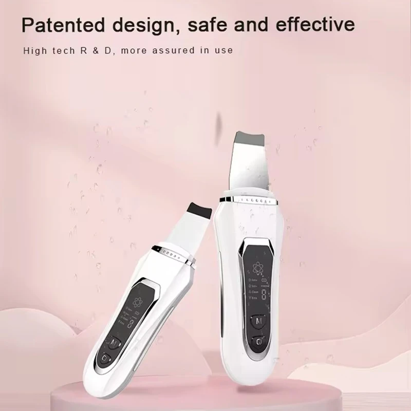 Detergente per la pulizia della pelle ad ultrasuoni Peeling rimozione dei punti neri pulizia profonda del viso ioni Acne Pore viso pala detergente schermo a Led