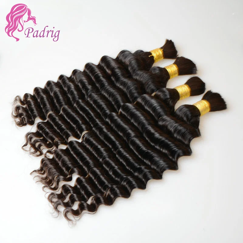 Human Braiding Hair 100g/PC Deep Wave Human Hair Bulk For Braiding No Weft Curly Human Hair Extensions Natural Color 10-30 Inch