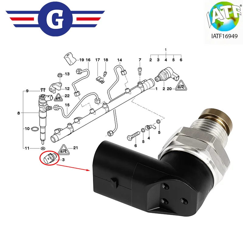 

Fuel Pressure Sensor V20725246 WG1014774 13537787167 F00R001039 0445214030 0445214071 P00114-BOS P00114 2001-2013