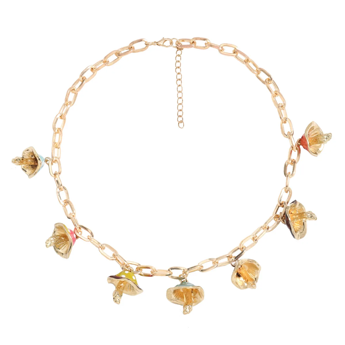 

Kitykiss multi-layer alloy oil drop colorful mushroom pendant female trend necklace cross-border fashion accessories