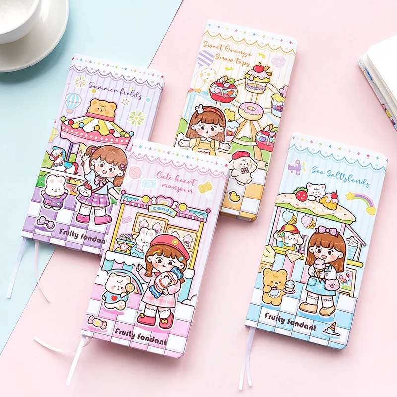 

Sugar Roll Series Creative Cartoon Cute Girl Grid Paper Weekly Plan Hand Book Student Notebook with Hard Board Cover