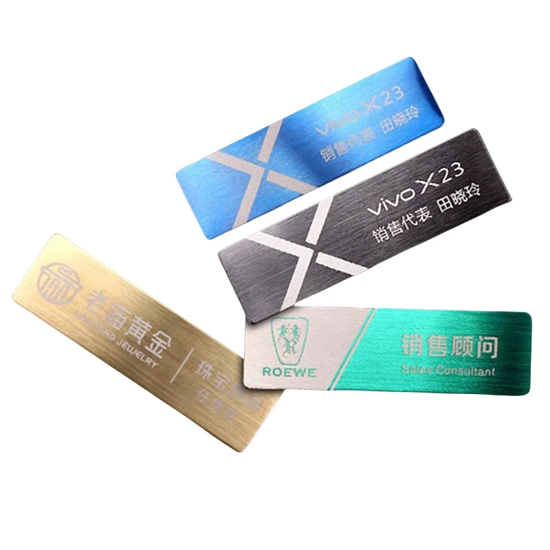 

304 Stainless Steel Chest Badge Custom High-End Metal Name Tag Employee ID Card Company Logo Badge with Magnet or Pin on Back