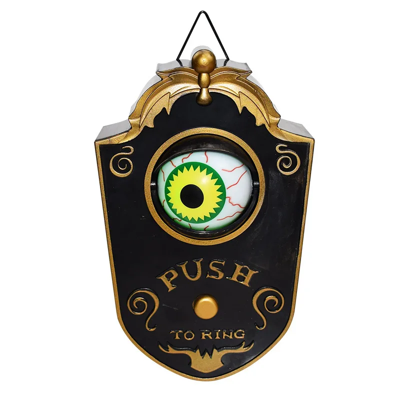 Halloween One Eyed Doorbell Haunted Decoration Horror Props Glowing Hanging Piece Door Hanging Doorbell Eyeball Bell Decor