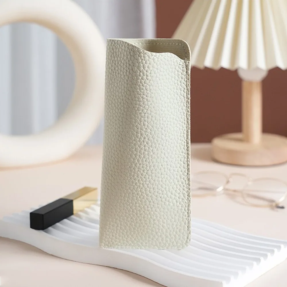 PU Leather Glasses Storage Bag Waterproof Soft Myopia Glasses Case Lightweight Lychee Pattern Eyewear Pouch Eyewear Accessories