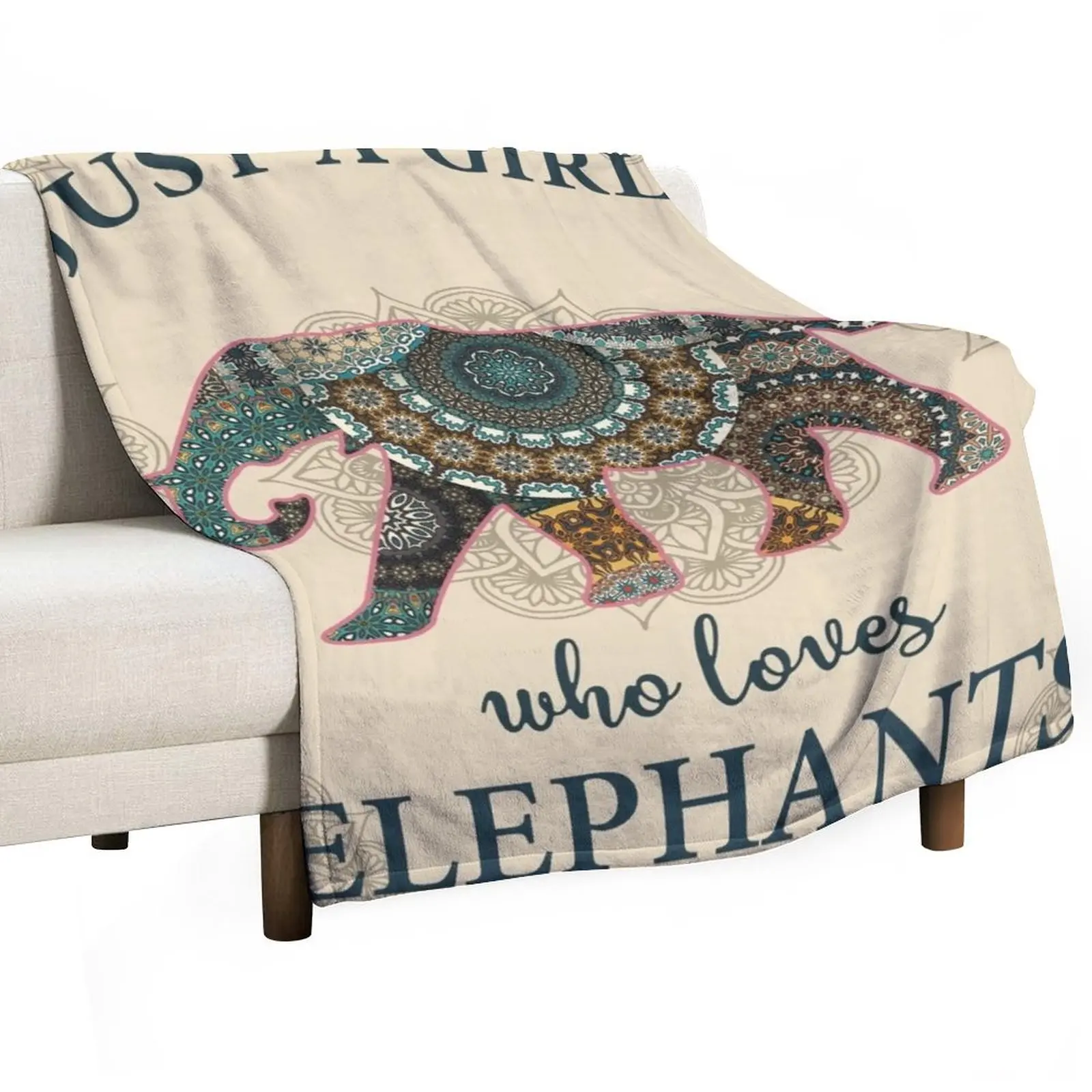

Just A Girl Who Loves Elephants Mandala Throw Blanket blankets ands Flannel Fabric Decoratives Summer Beddings Blankets