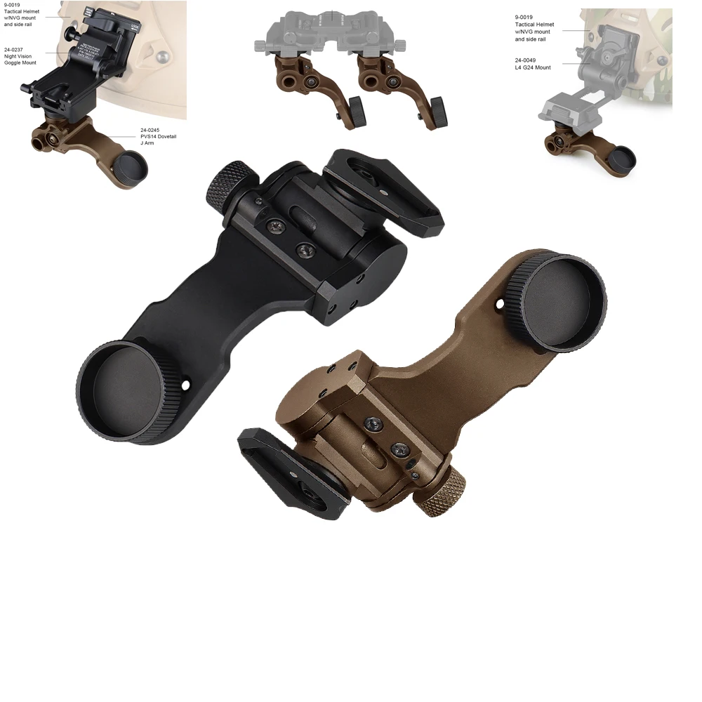 aluminum alloy PVS14 Night Vision Goggles J arm Bracket NVG Scope Mount dovetail Bridge L4G24 Helmet Adapter
